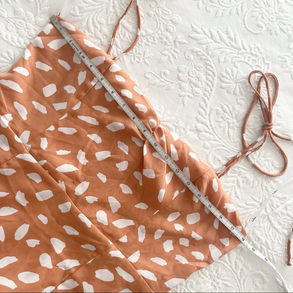 NWOT Lulus Party in Paris Light Orange Print Tie-Strap Midi Dress Large - Picture 5 of 10